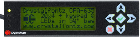 Crystalfontz XES635BK-YYE-KU, USB-LCD-Modul in Gehäuse